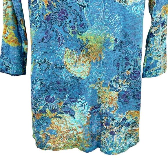 Tianello Womens Livia Blouse Tunic Size Small Paisley Burnout Cotton Blend Top - Picture 8 of 11